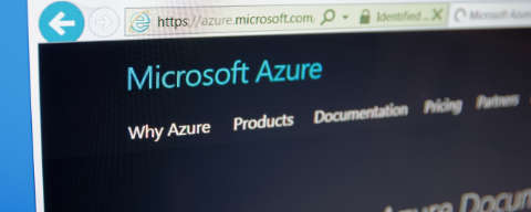 Microsoft Azure website displayed on a laptop screen