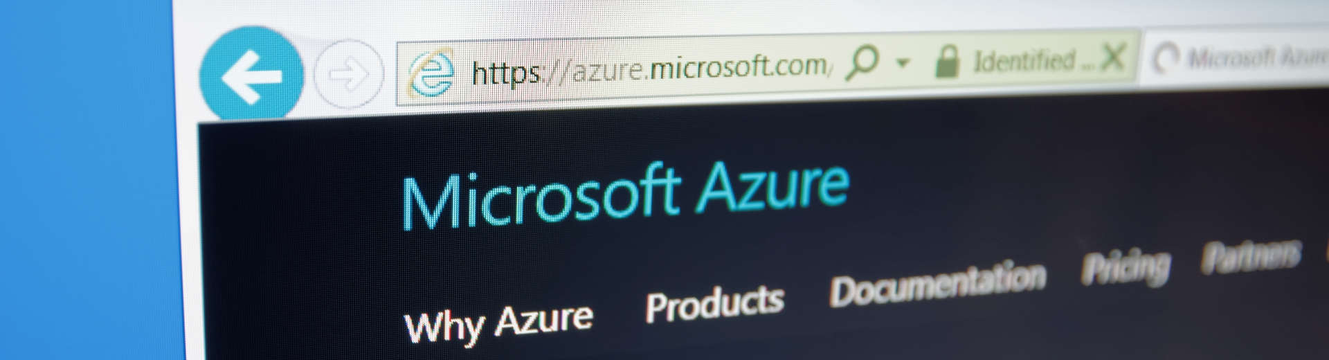 Microsoft Azure website displayed on a laptop screen