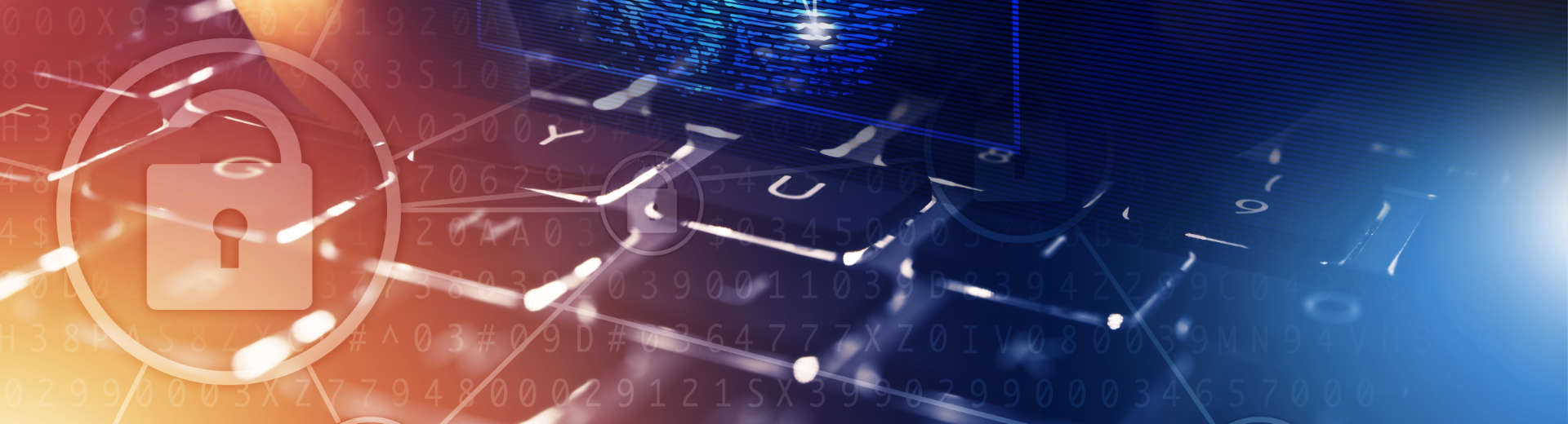 padlock image symbolising security with laptop in the background